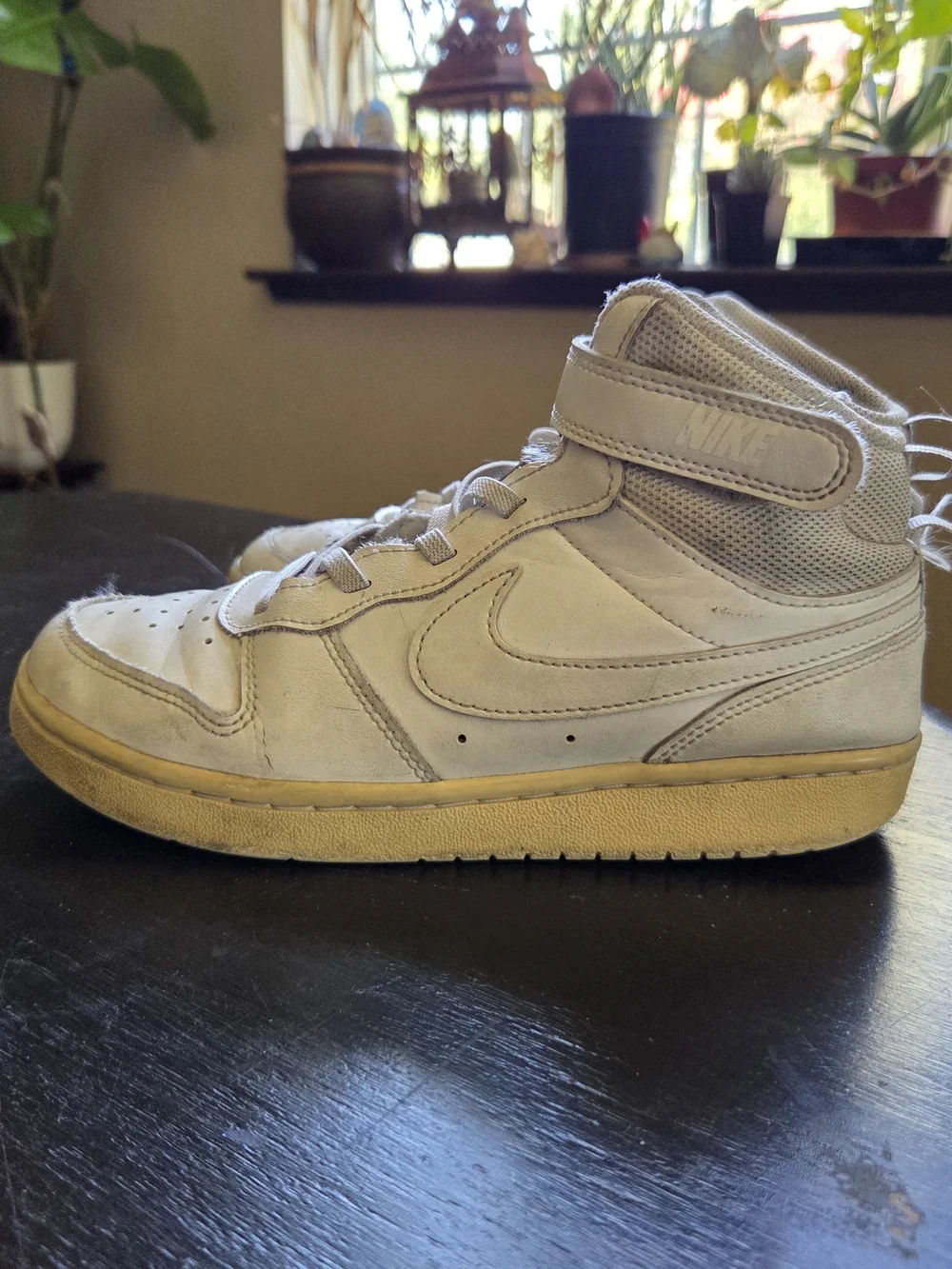 Nike White High Top Sneakers with Swoosh